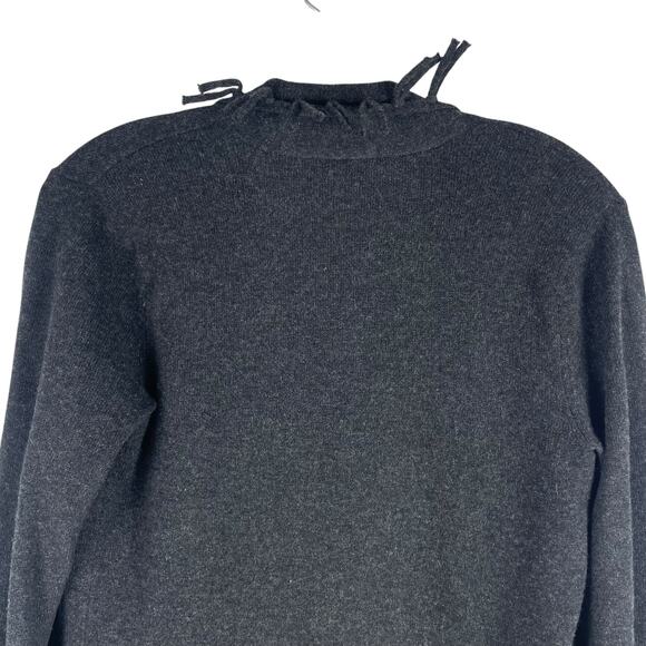 Magaschoni 100% Cashmere Fringe Trim Open Front Cardigan Gray Size XS - Picture 6 of 8